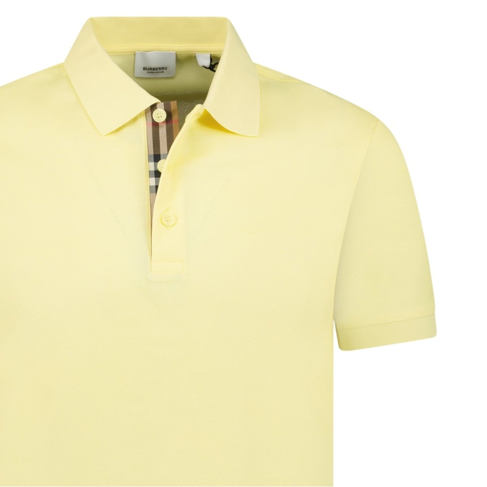 Burberry Pale Yellow Short Sleeve Polo with Contrast Trim